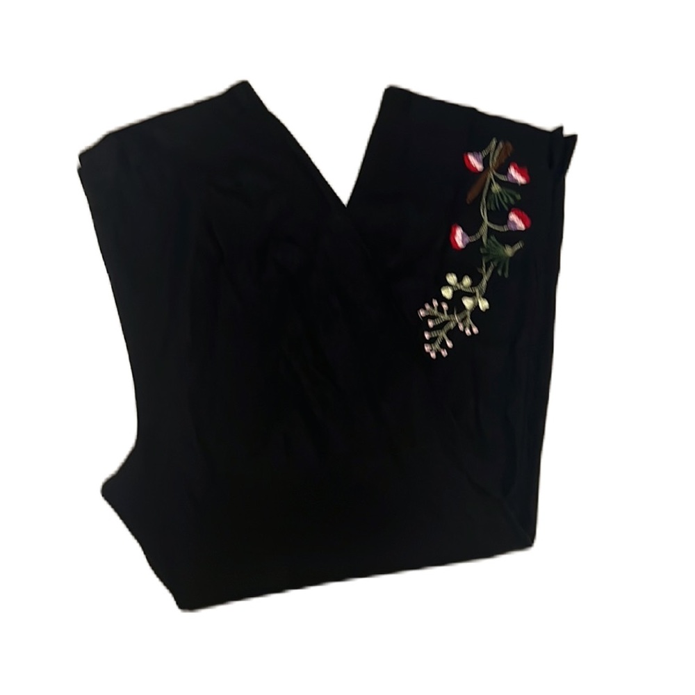 Women’s KAREN ARNOLD, Casual, Slits at the Hem, Floral Pants, Black, Size 12